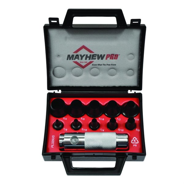 Mayhew 11 Pc Cutting Punch Set; 1/8-Inch to 3/4-Inch SAE Hollow Punch Set 66008